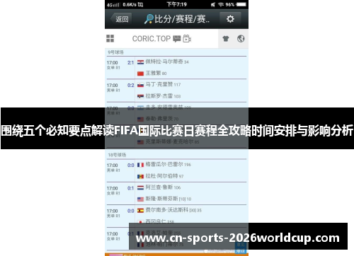 围绕五个必知要点解读FIFA国际比赛日赛程全攻略时间安排与影响分析 围绕五个必知要点解读FIFA国际比赛日赛程全攻略时间安排与影响分析